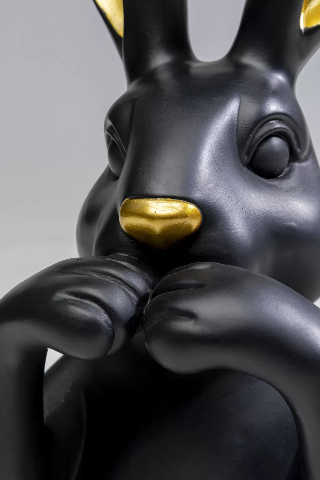 Figurine Décorative Lapin Tendresse Noir Élégante - Design Moderne KARE 31cm, Décoration d'intérieur Chic pour Pâques ou Collectionneurs