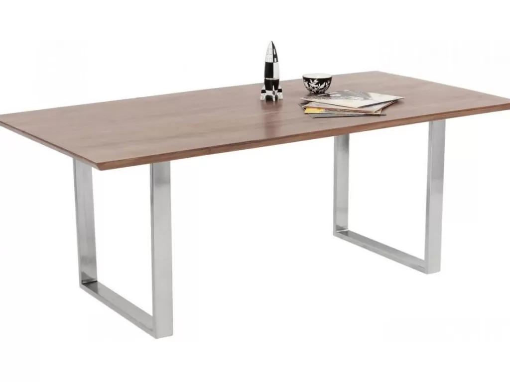 Table de salle à manger élégante Symphony Dark - Design intemporel KARE avec structure chromée - Dimensions généreuses 200 x 100 cm