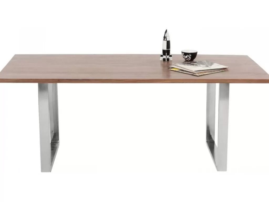 Table de salle à manger élégante Symphony Dark - Design intemporel KARE avec structure chromée - Dimensions généreuses 200 x 100 cm