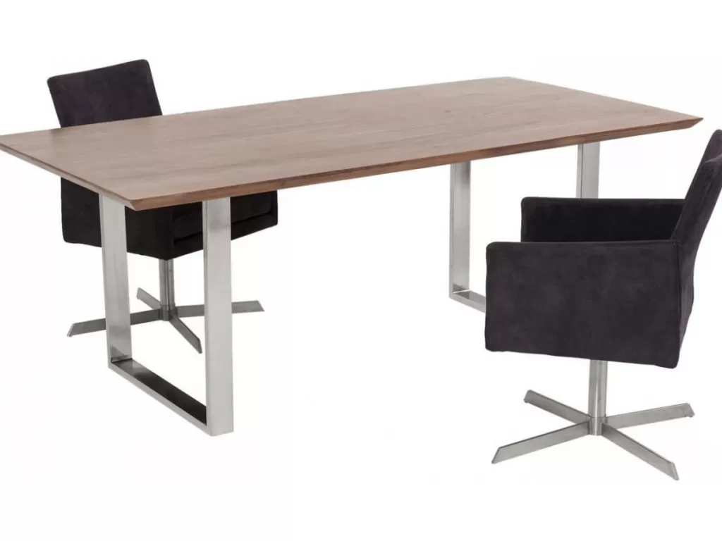 Table de salle à manger élégante Symphony Dark - Design intemporel KARE avec structure chromée - Dimensions généreuses 200 x 100 cm