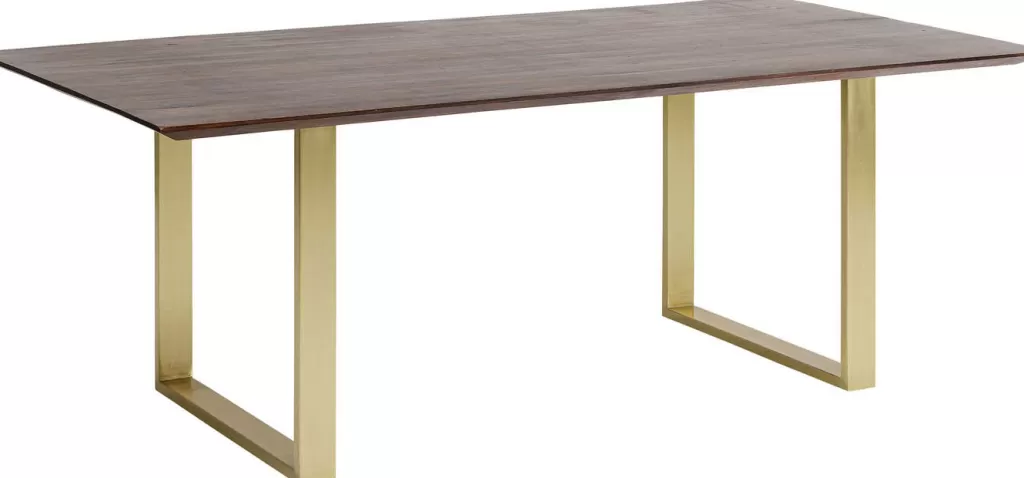 Table de salle à manger contemporaine KARE Design - Symphonie Noir, plateau en laiton poli 180x90 cm