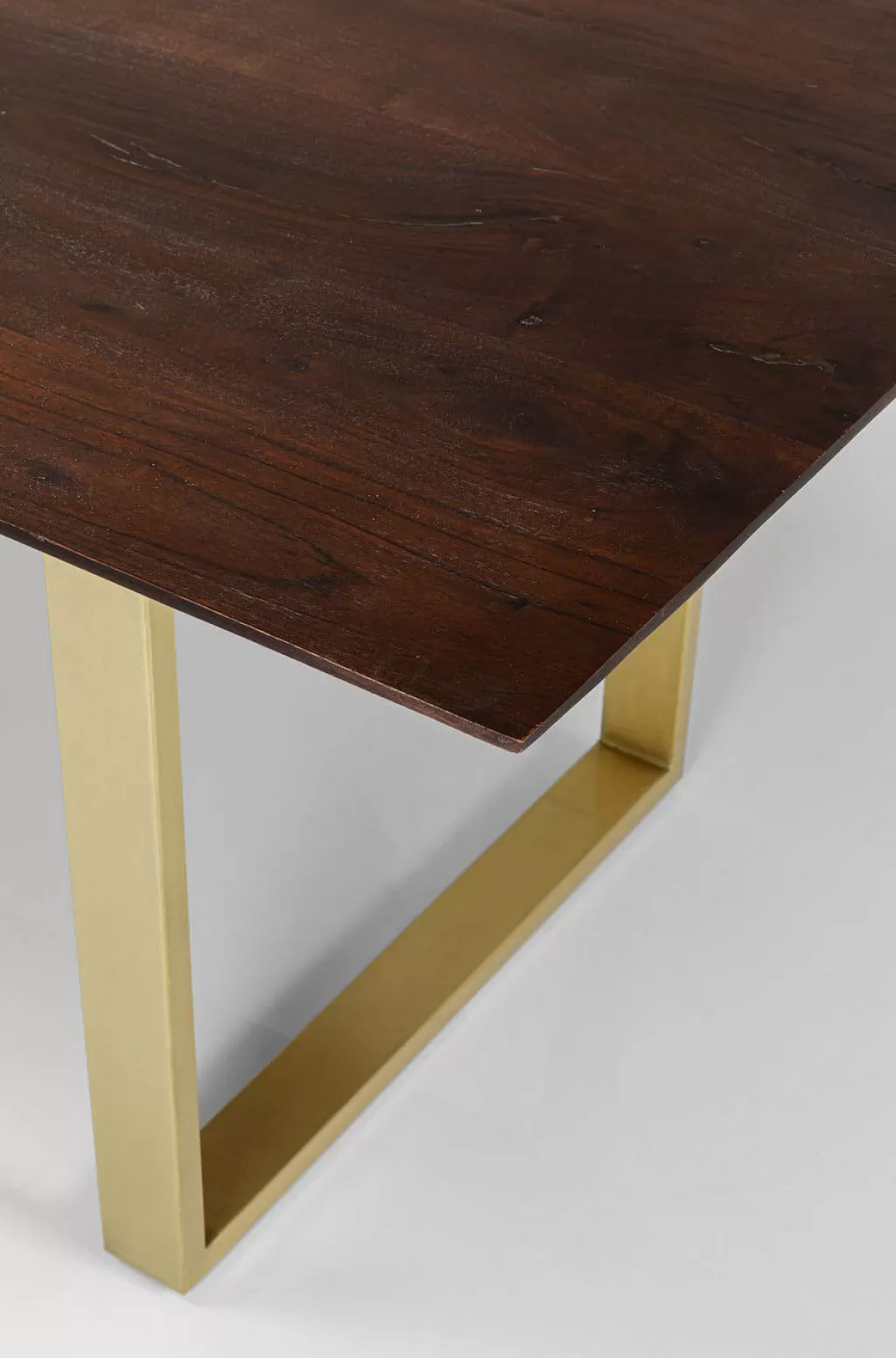 Table de salle à manger contemporaine KARE Design - Symphonie Noir, plateau en laiton poli 180x90 cm