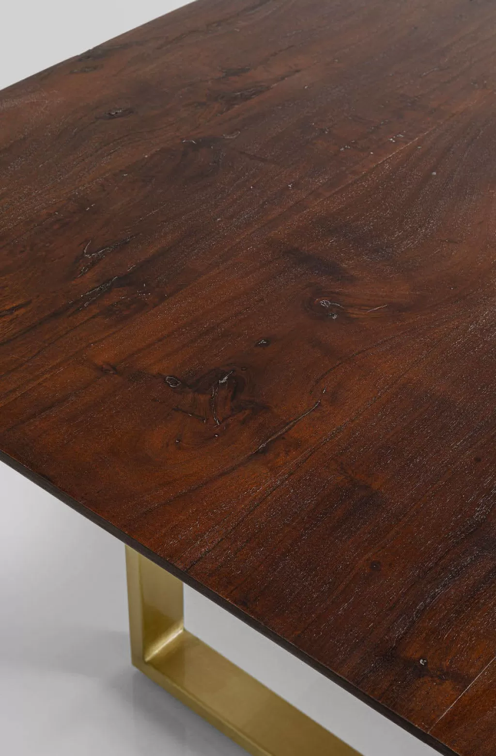 Table de salle à manger contemporaine KARE Design - Symphonie Noir, plateau en laiton poli 180x90 cm