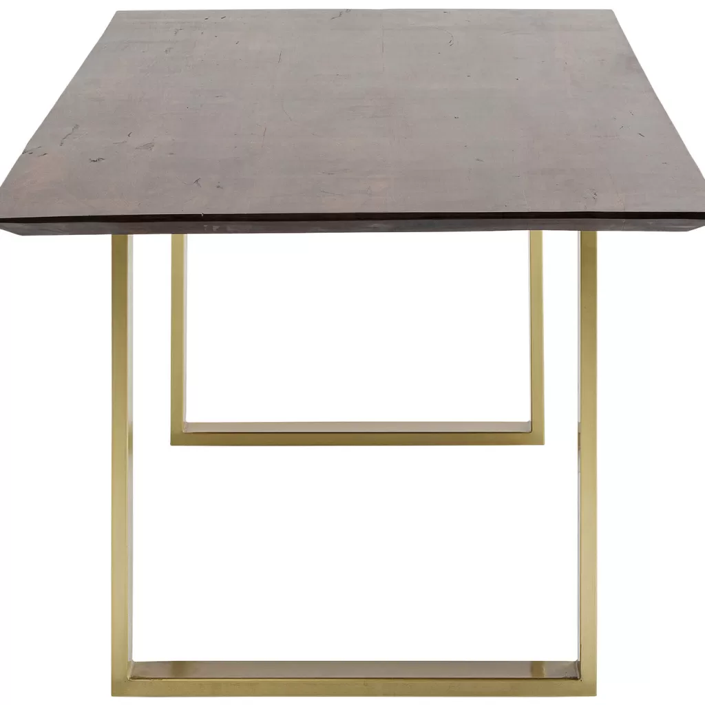 Table de salle à manger contemporaine KARE Design - Symphonie Noir, plateau en laiton poli 180x90 cm
