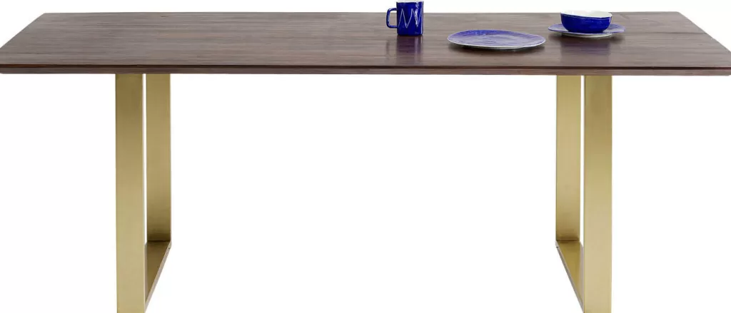 Table de salle à manger contemporaine KARE Design - Symphonie Noir, plateau en laiton poli 180x90 cm