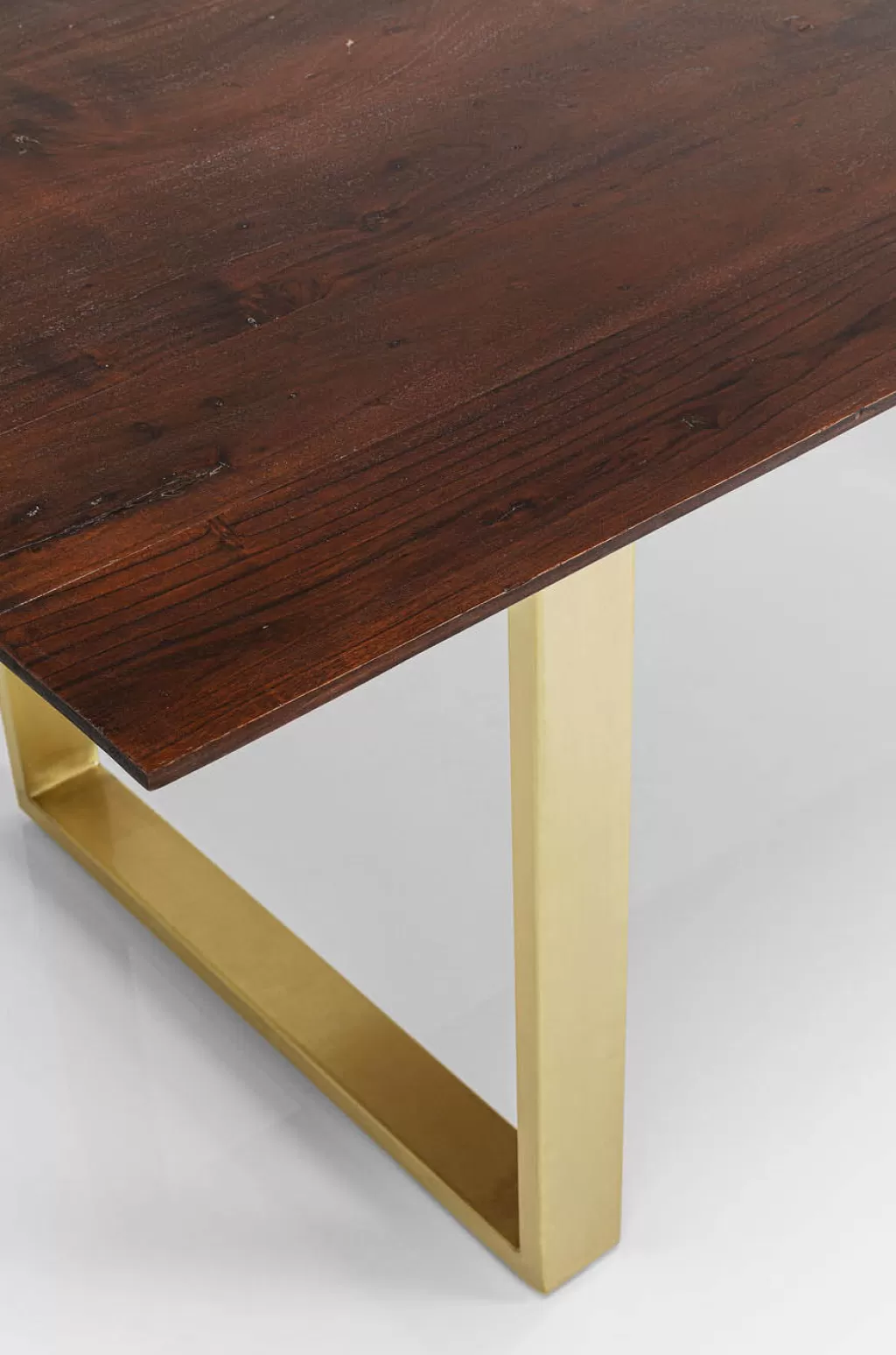 Table de salle à manger contemporaine KARE Design - Symphonie Noir, plateau en laiton poli 180x90 cm