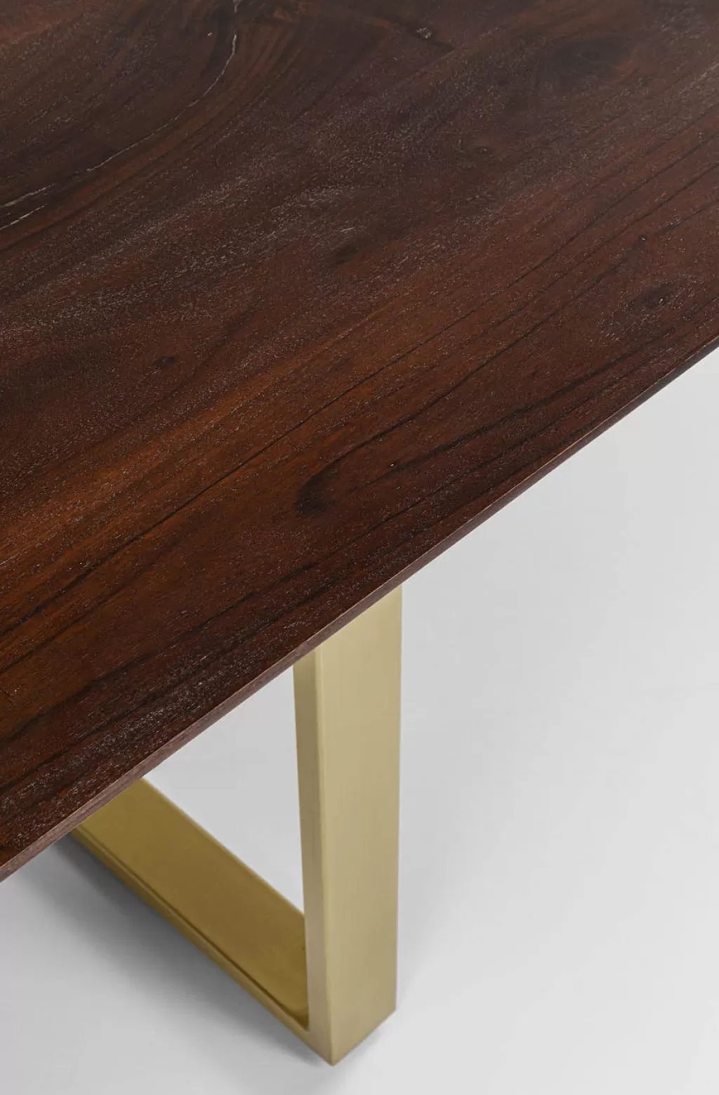 Table de salle à manger contemporaine KARE Design - Symphonie Noir, plateau en laiton poli 180x90 cm