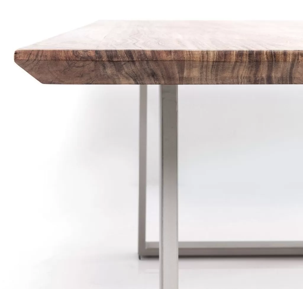 Table design contemporaine KARE Symphony - Plateau chromé 180 x 90 cm pour intérieur moderne
