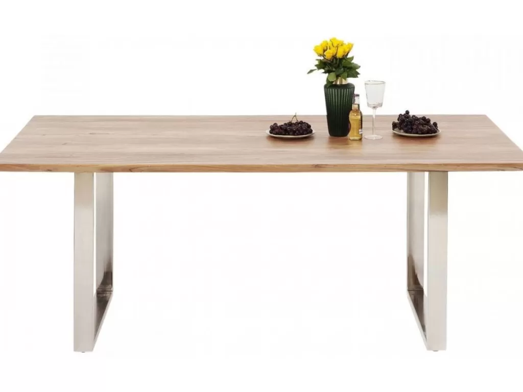 Table design contemporaine KARE Symphony - Plateau chromé 180 x 90 cm pour intérieur moderne