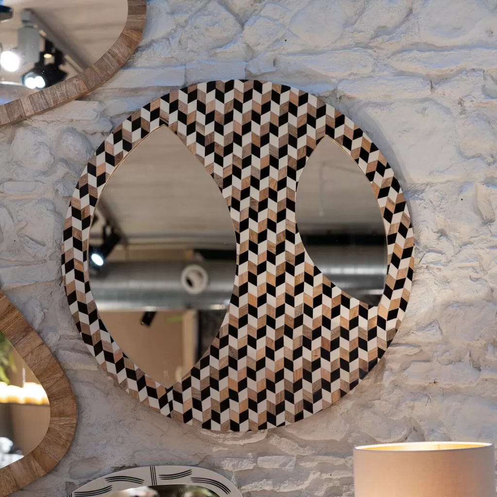 Miroir mural design Tahiti - Collection KARE - Diamètre 67 cm pour déco contemporaine