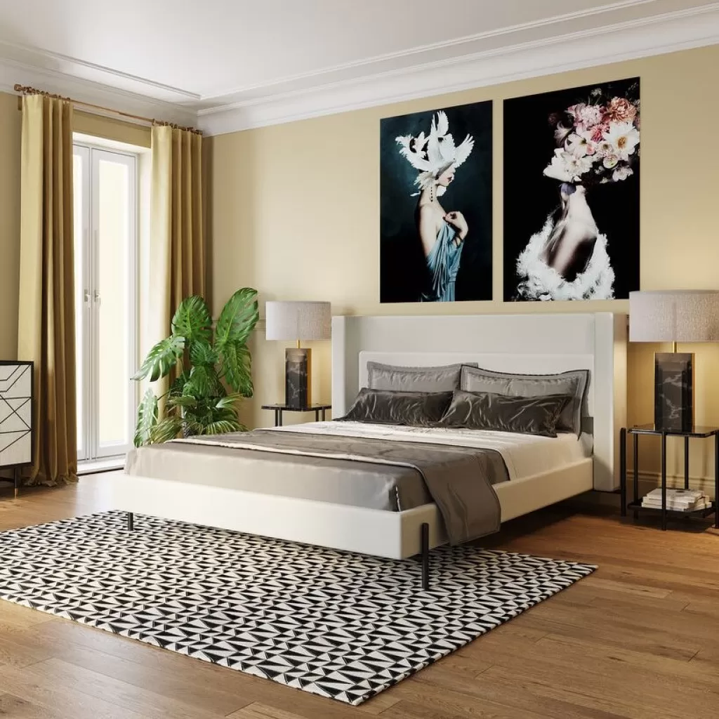 Lit design Tivoli crème 160x200 - Ensemble de literie élégant par KARE