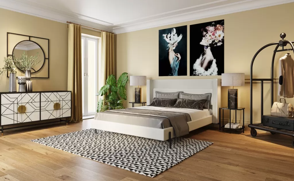 Lit design Tivoli crème 160x200 - Ensemble de literie élégant par KARE