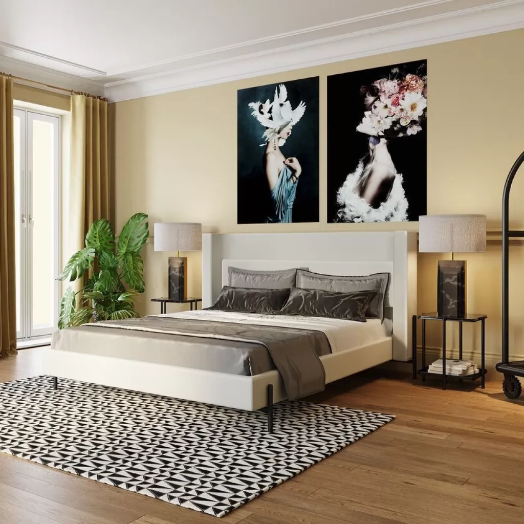 Lit design Tivoli écru 180x200 cm - Collection élégante par KARE Design | Sommier inclus, Durable et Confortable