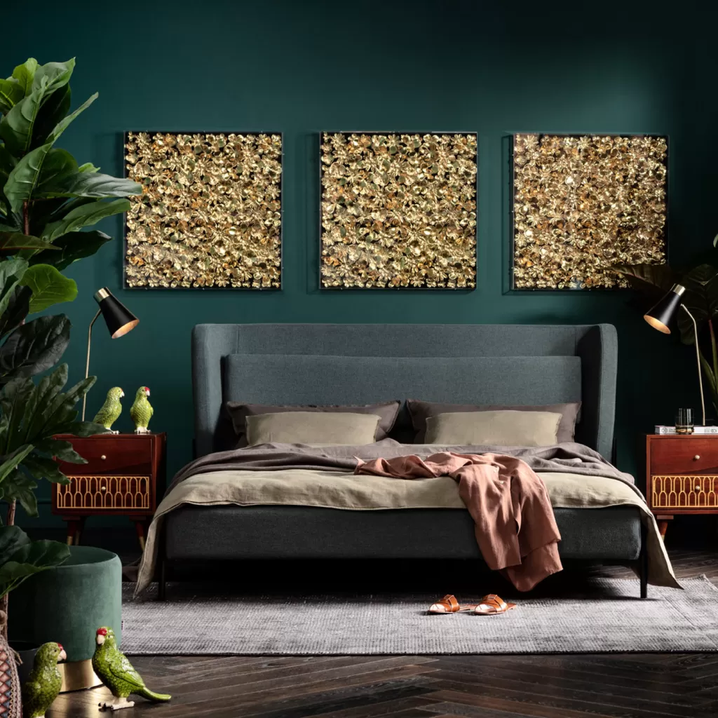 Lit Design Scandinave Tivoli - KARE Edition, Vert Naturel 160x200 cm - Matelas Confort Intégré pour Chambre Contemporaine