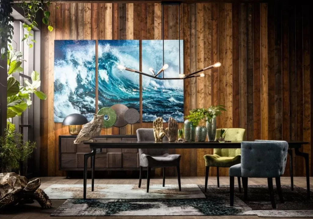 KARE Design - Triptyque Décoratif Vagues Artistiques en Verre (Triple Panneau)