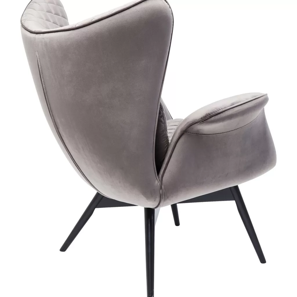 Fauteuil Tudor de la collection KARE design, revêtu d'un velours texturé dans une teinte argent métallisé - Confort intemporel pour votre intérieur