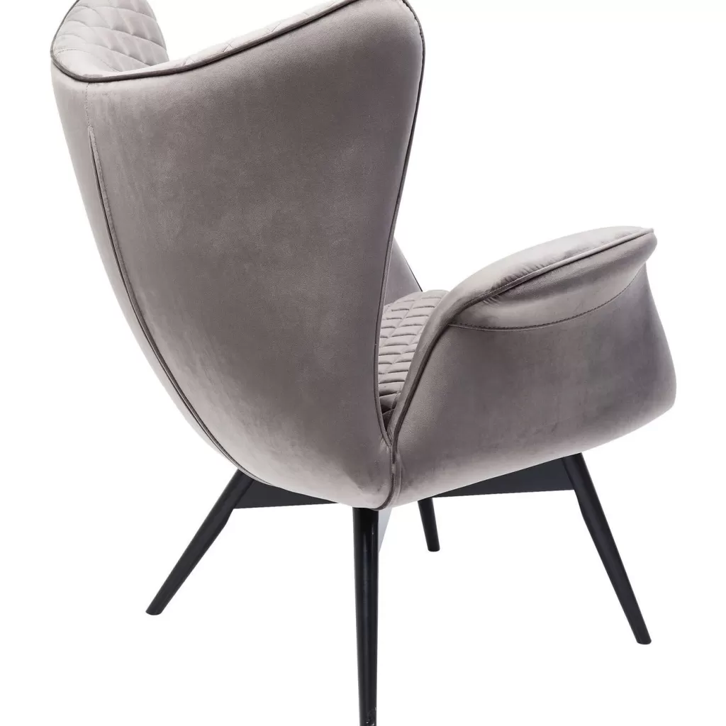 Fauteuil Tudor de la collection KARE design, revêtu d'un velours texturé dans une teinte argent métallisé - Confort intemporel pour votre intérieur