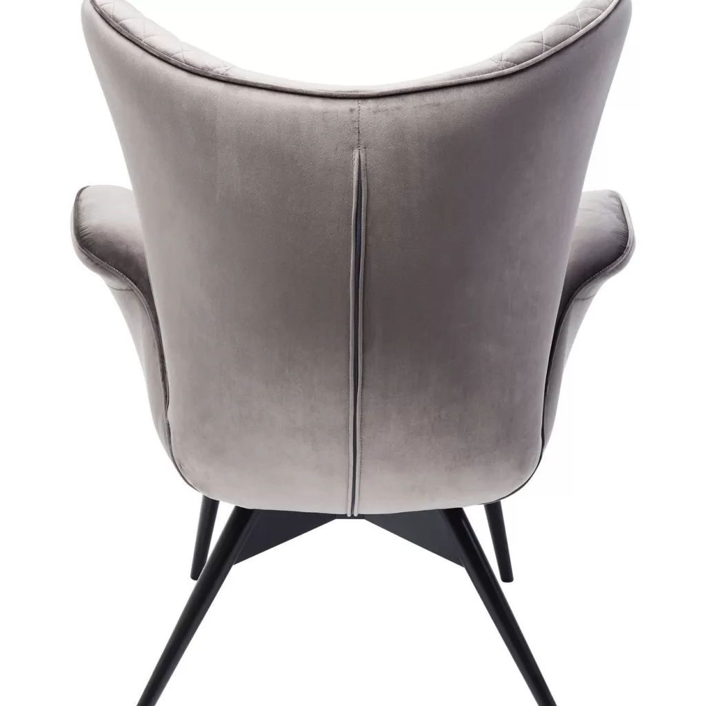 Fauteuil Tudor de la collection KARE design, revêtu d'un velours texturé dans une teinte argent métallisé - Confort intemporel pour votre intérieur