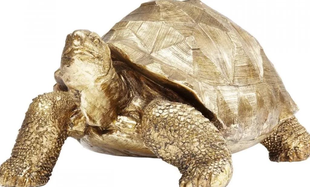 Tortue Dorée Moyenne - Sculpture Décorative KARE Design - 40 cm - Objet d'art en métal doré pour intérieur chic