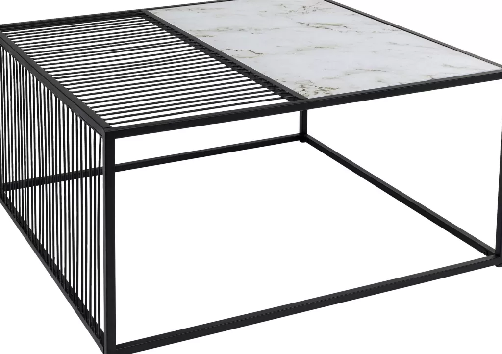 Table Basse Carrée Moderne KARE Twice - Design Scandinave 80x80 cm en Chêne Massif, Plateau Texturé pour Salon Cosy
