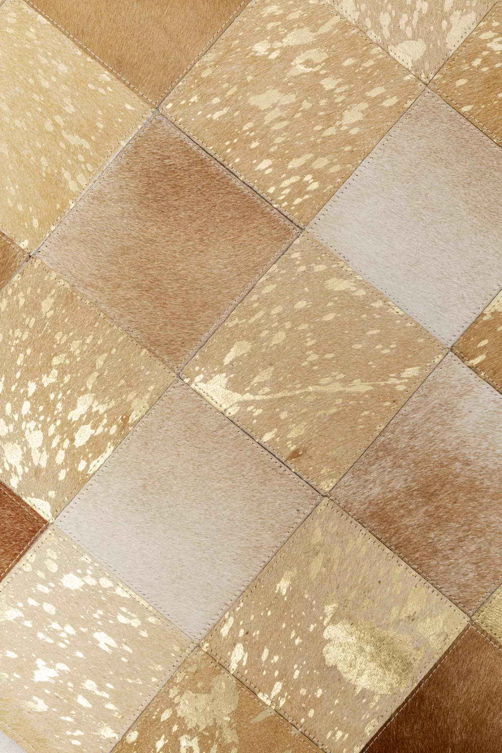 Tapis design Vegas par KARE - Cuir vieilli beige et doré - Dimensions 170 x 240 cm