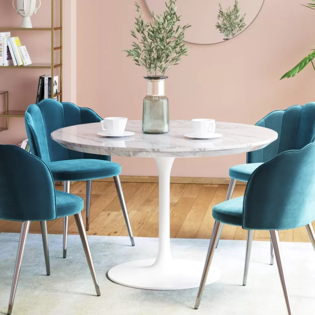 Table design en marbre de Vénétie par KARE - Blanc pur, diamètre 110 cm