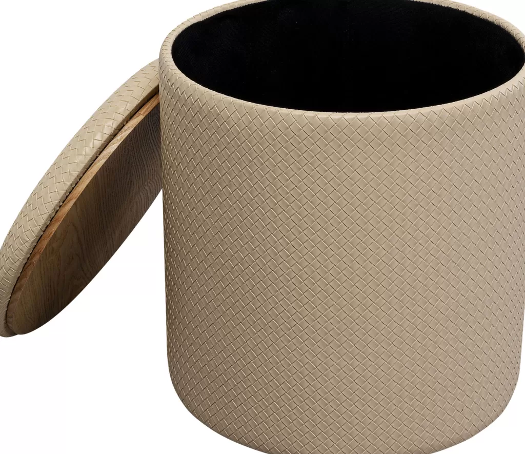 Élégant tabouret de rangement Venezia par KARE Design - Ton crème, diamètre 40cm - Solution pratique pour rangement intégré