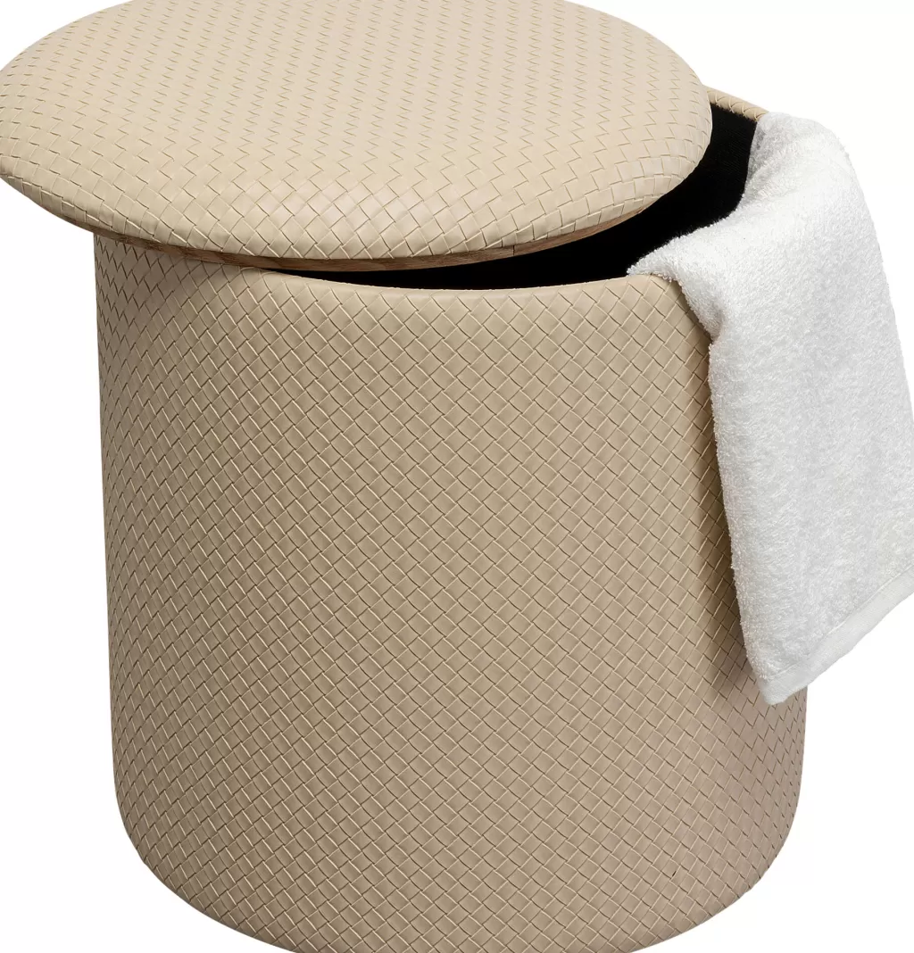 Élégant tabouret de rangement Venezia par KARE Design - Ton crème, diamètre 40cm - Solution pratique pour rangement intégré