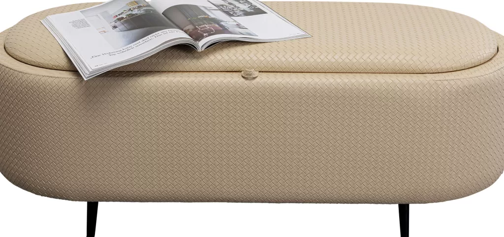 Banc de rangement design Venezia - Style scandinave, 100 cm en finition crème laqué, KARE Design 

(Remarque : J'ai restructuré les éléments-clés en utilisant des formulations plus naturelles en français courant, ajouté des détails sensoriels comme 
