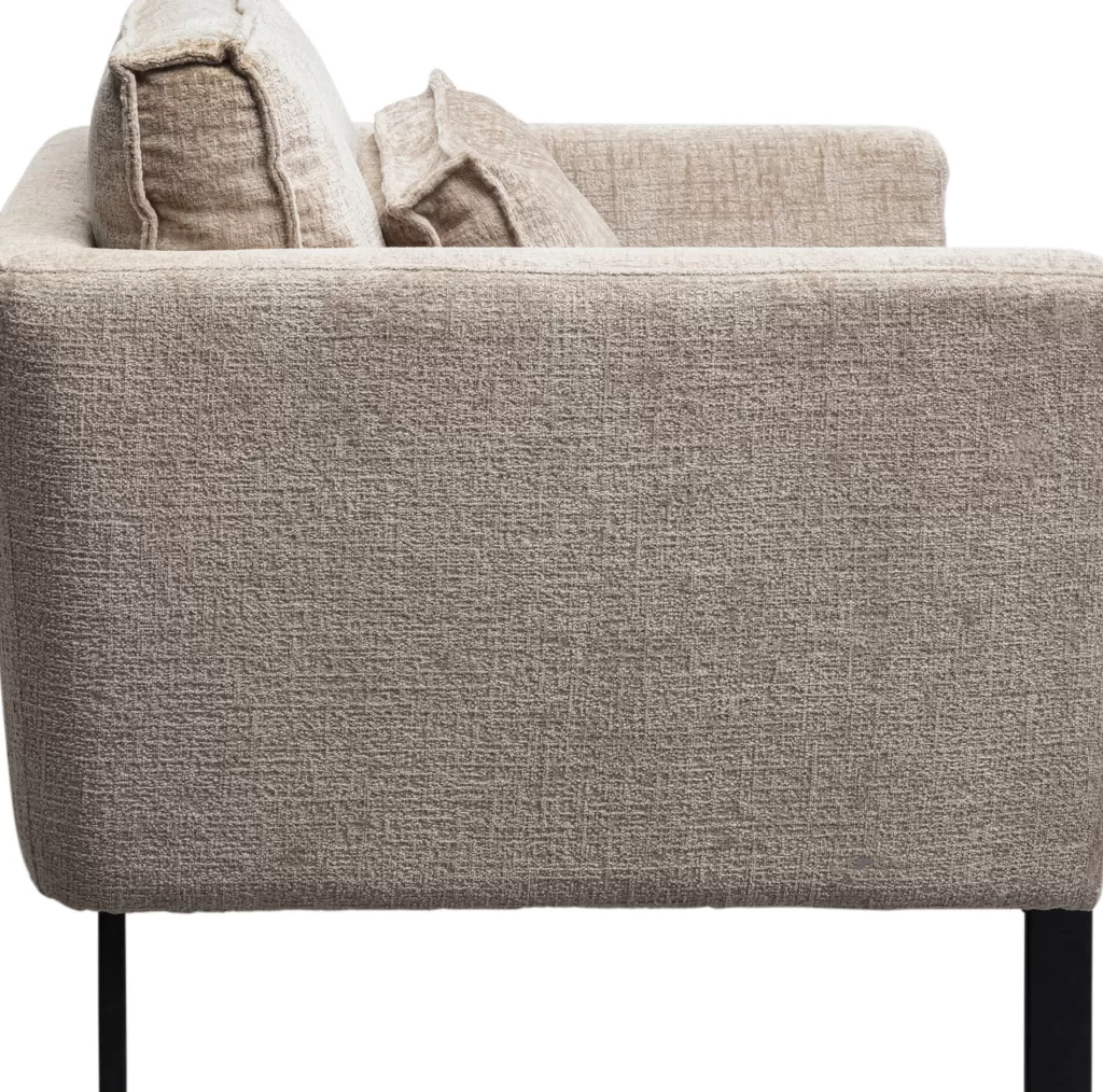 Fauteuil design Victor en tissu beige - Modèle contemporain KARE avec accoudoirs ergonomiques