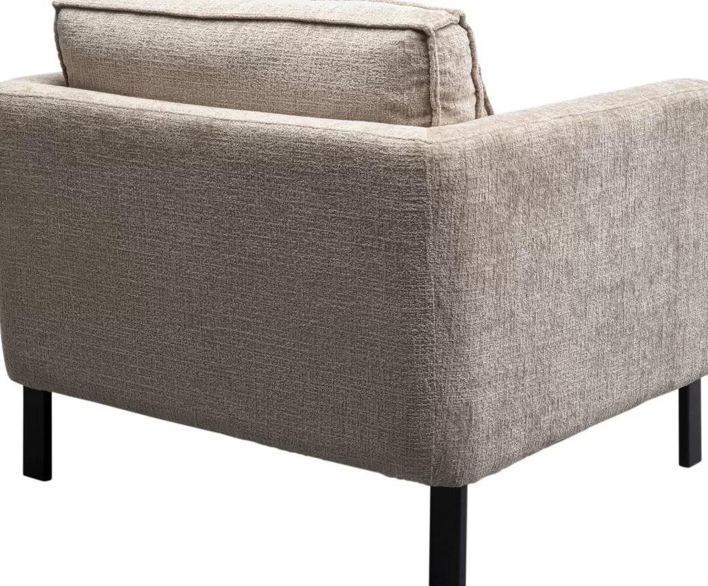 Fauteuil design Victor en tissu beige - Modèle contemporain KARE avec accoudoirs ergonomiques