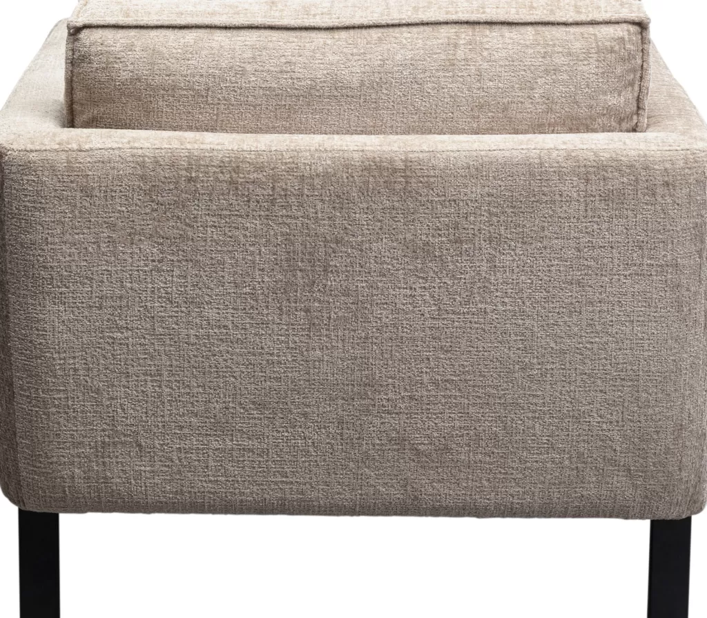 Fauteuil design Victor en tissu beige - Modèle contemporain KARE avec accoudoirs ergonomiques