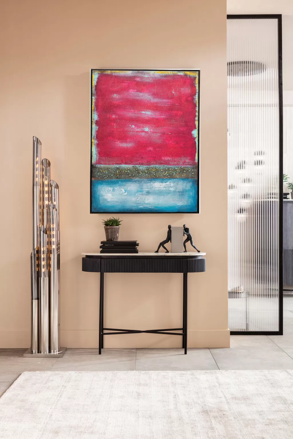 Déco murale contemporaine KARE Design - Toile Vista rouge vif - Format géant 90 x 120 cm