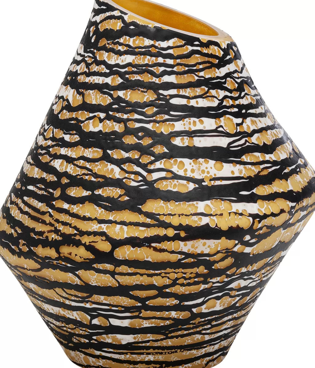 Vase Design Volante en Résine Ambré - Décoration Élégante pour Salon - Hauteur 27 cm - Style Moderne KARE