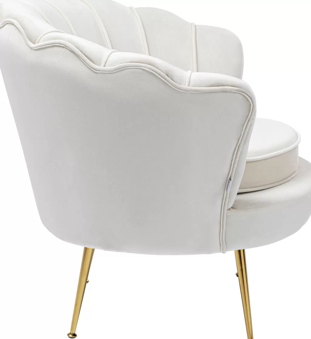 Fauteuil design Nénuphar par KARE - Assise confortable en tissu résistant, tons doré et beige