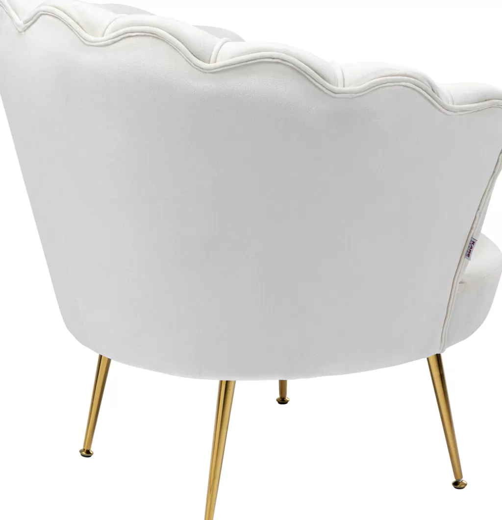 Fauteuil design Nénuphar par KARE - Assise confortable en tissu résistant, tons doré et beige