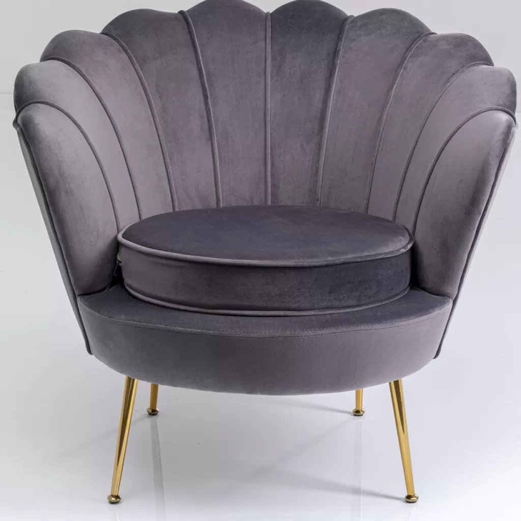 Fauteuil design Nénuphar - Doré et Gris Anthracite - Collection scandinave KARE