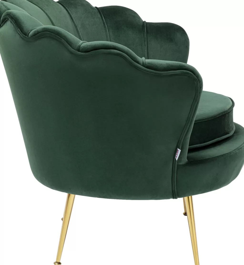 Fauteuil Design Nymphéa Élégant - Coloris Vert Foncé et Doré - Confort Assuré par KARE