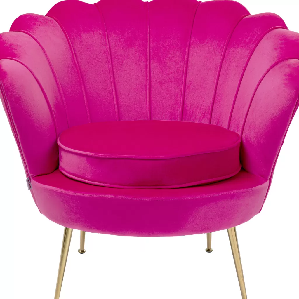 Fauteuil Design Nénuphar Velours Rose - Siège d'Appoint Confortable par KARE pour Intérieur Bohème Chic 

(：，+++，