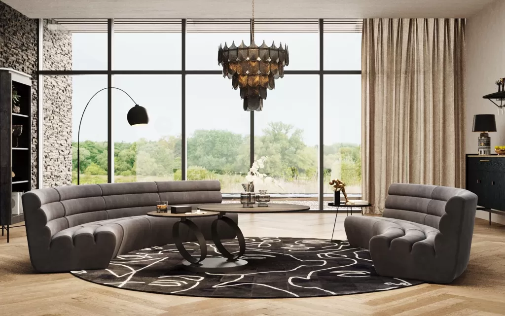 Canapé Modulable Design KARE - Lignes Ondulées Élégantes en Nuances Gris Perlé