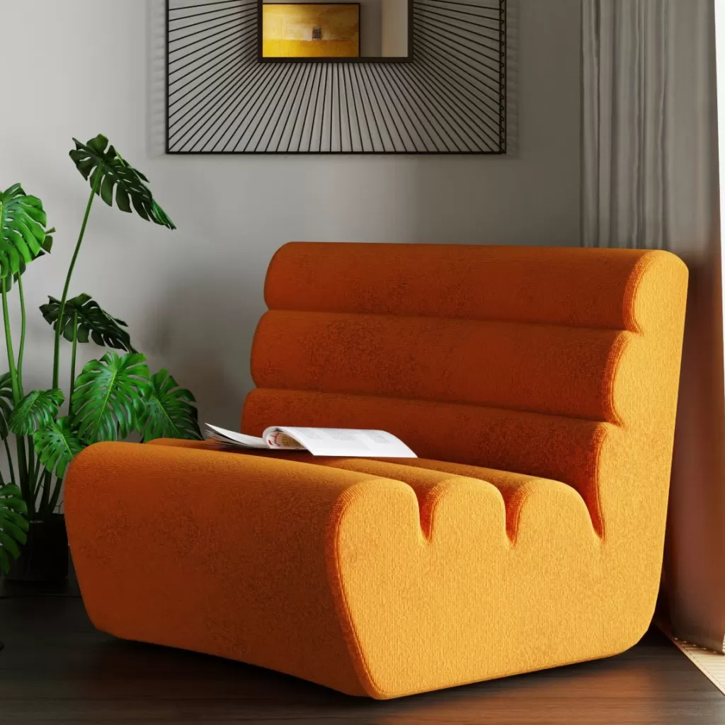 Canapé Modulable Design KARE - Élément Vague Orange Tonique
