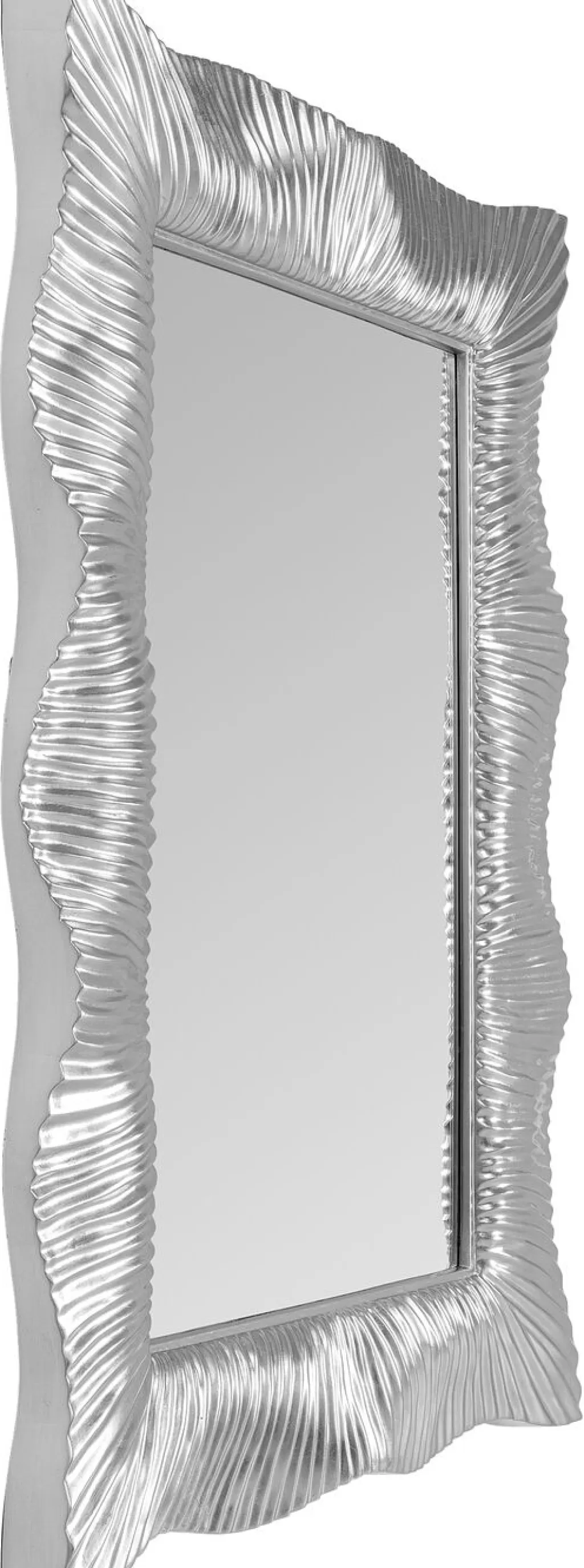 Miroir mural design vague moderne KARE - Finition argentée, Dimensions 94 x 124 cm