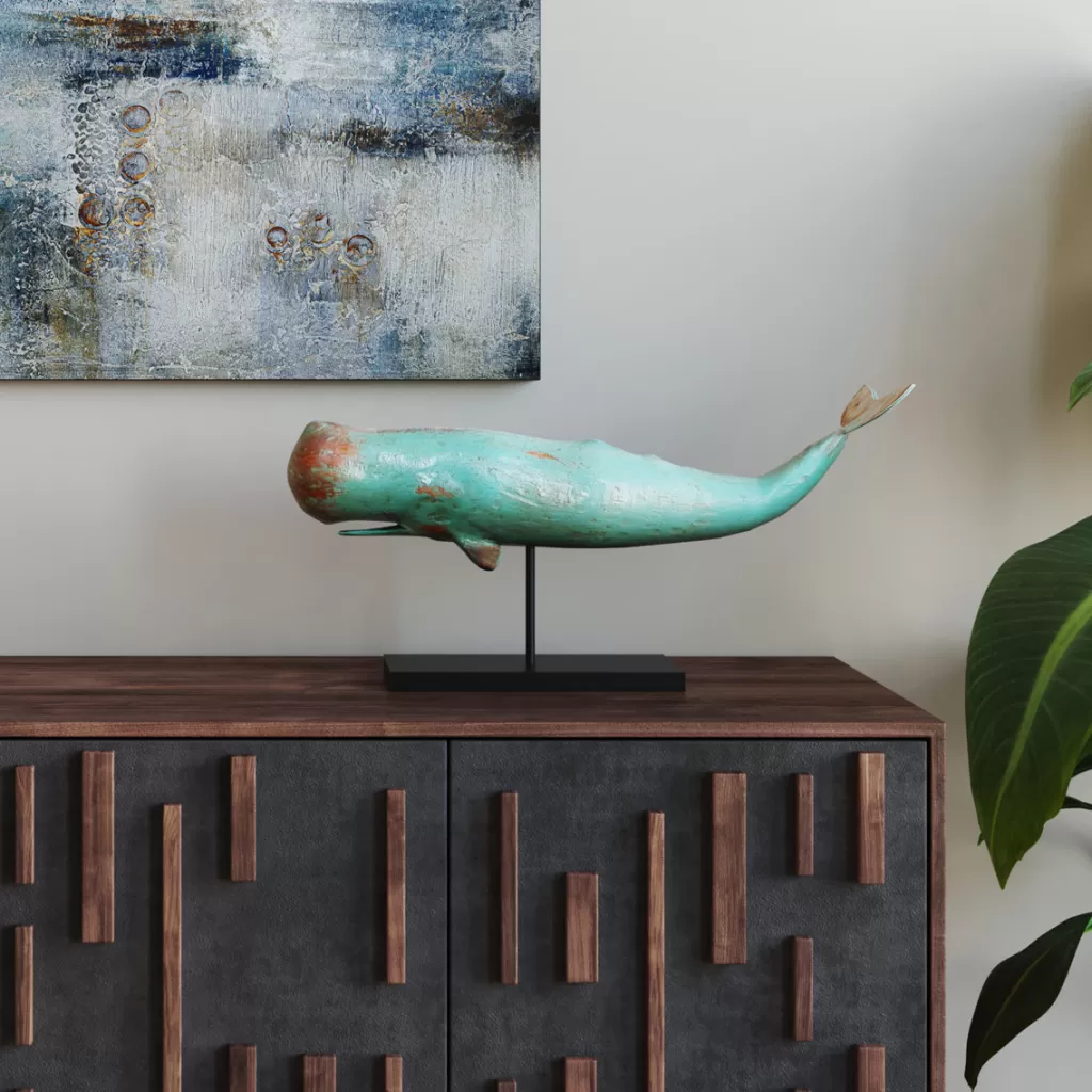 Socle Décoratif Baleine Valais en Résine – Design Scandi Moderne, 77 cm – KARE Design Édition Limitée