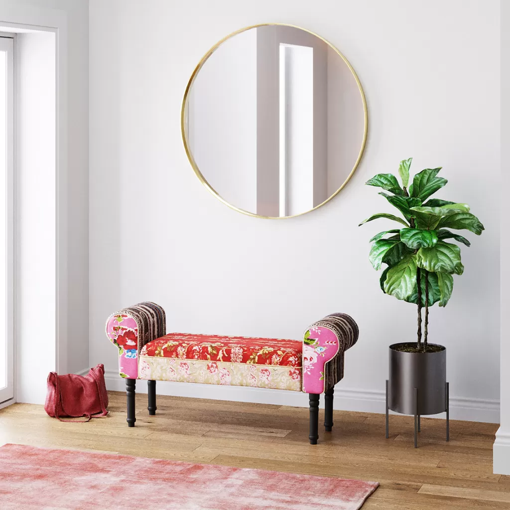 Banc Design Unique Patchwork Ailé par KARE - Moderne en Rouge Vif