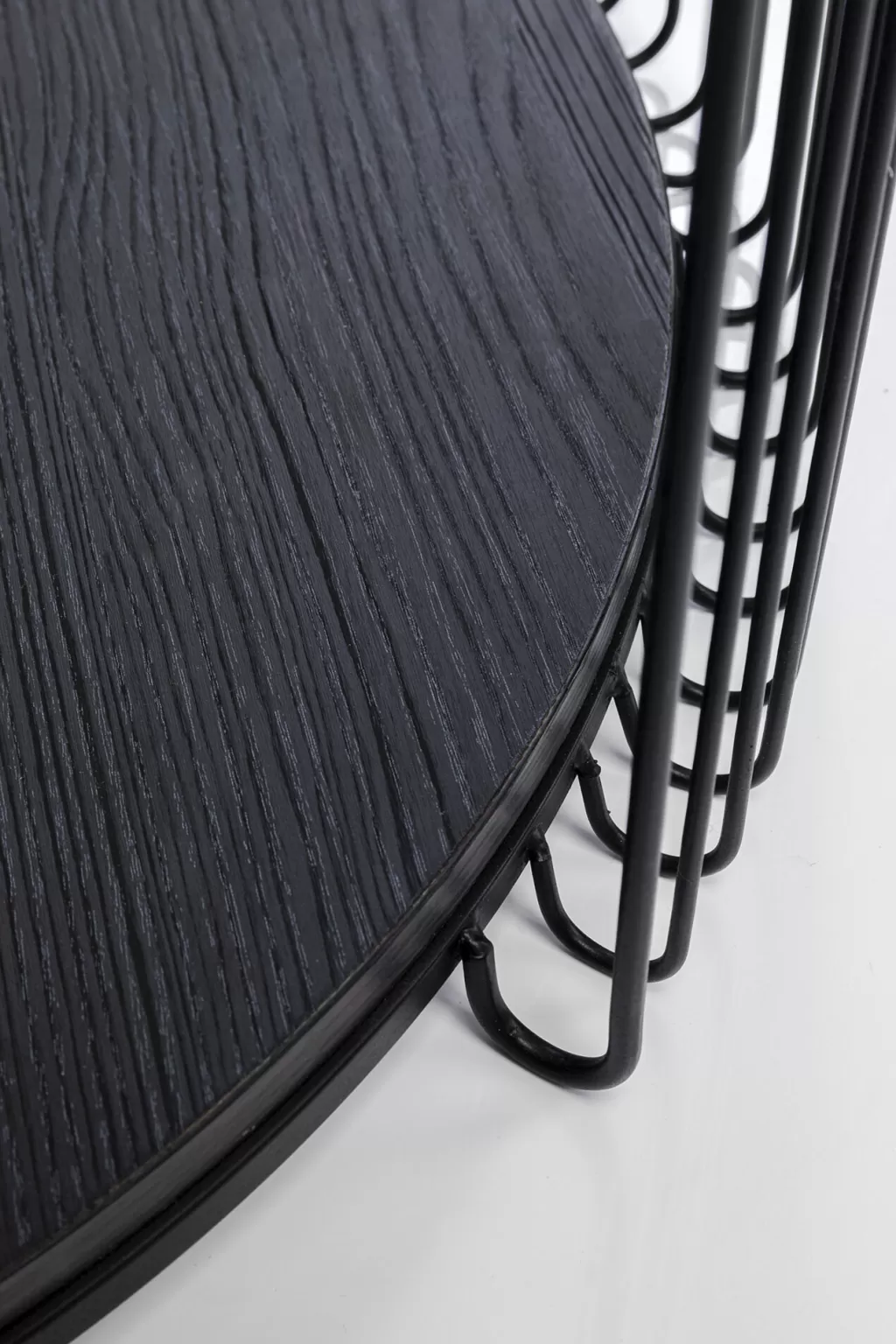 KARE Design - Table basse moderne à structure métallique et plateau bois noir double épaisseur - Lot de 2 pièces - Élégance intemporelle