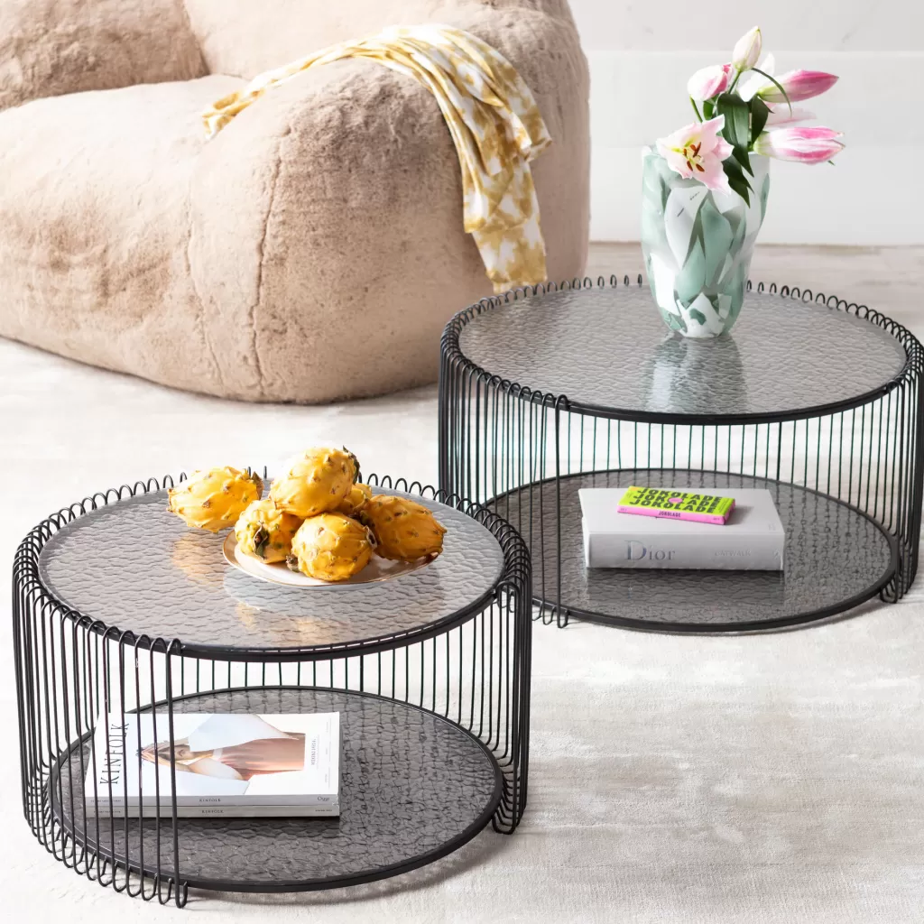 Table basse design double bulle en métal noir - Lot de 2 pièces KARE-Design