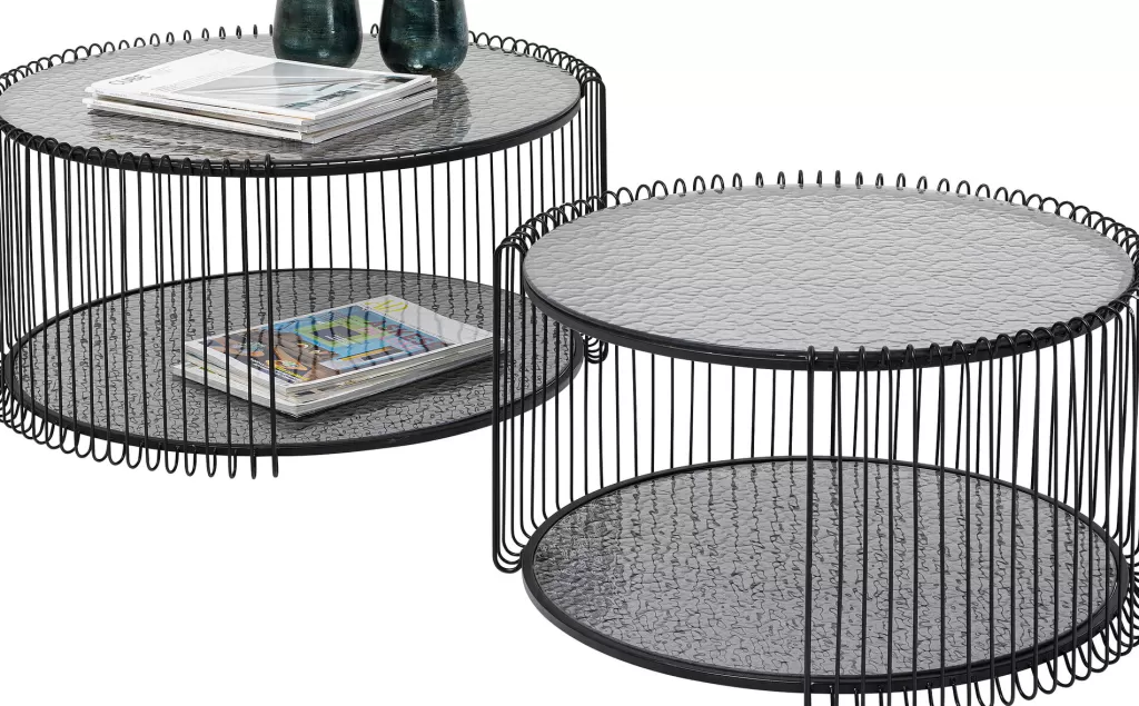 Table basse design double bulle en métal noir - Lot de 2 pièces KARE-Design