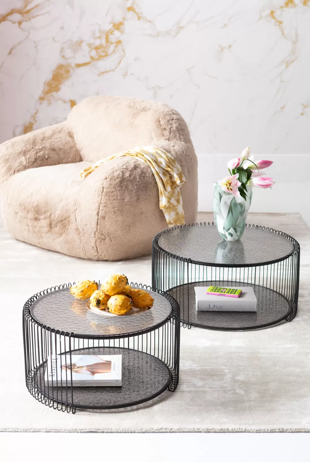 Table basse design double bulle en métal noir - Lot de 2 pièces KARE-Design