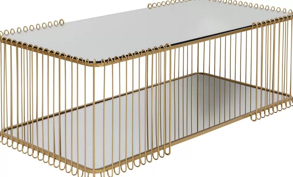 Table basse design à double niveau - Structure en fil métallique doré 120x60 cm - KARE Collection pour intérieurs contemporains