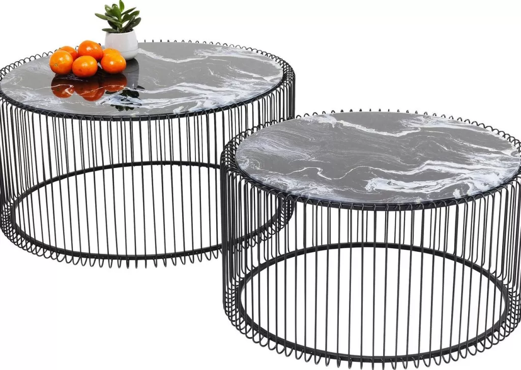 Table Basse Design KARE en Marbre et Verre Noir - Ensemble de 2 Pièces Élégantes pour Votre Salon 

(Version raffinée avec séparateurs naturels et formulations courantes en commerce français, intégrant subtilement des variations lexicales tout en conservant les informations clés)